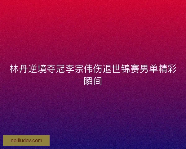 林丹逆境夺冠李宗伟伤退世锦赛男单精彩瞬间 林丹逆境夺冠李宗伟伤退世锦赛男单精彩瞬间